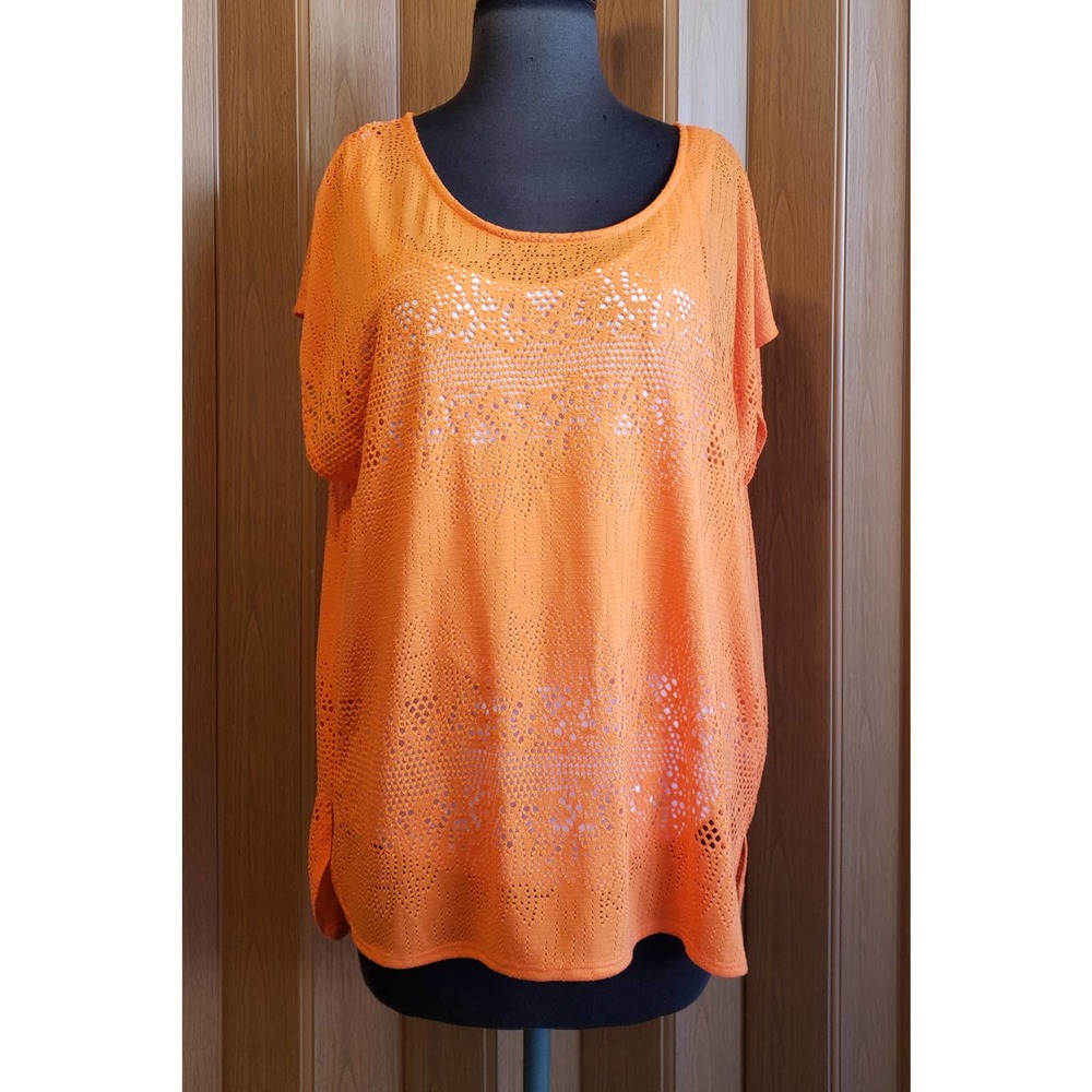 Chaus Sport size large orange & white knit top